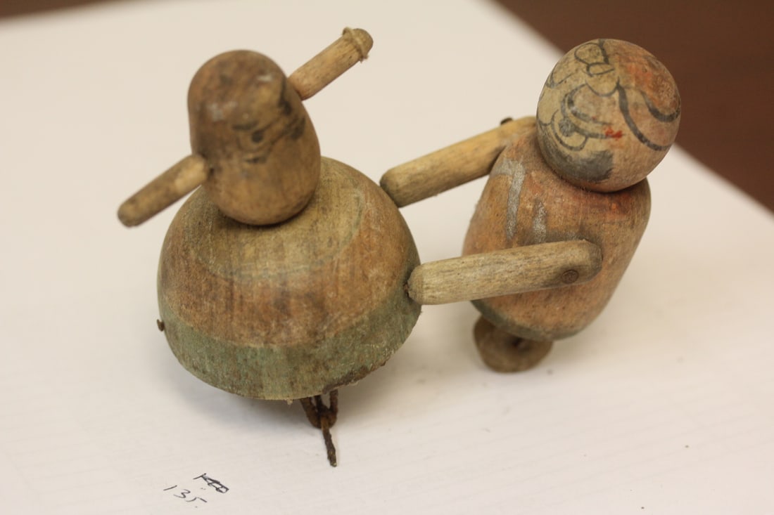 A vintage Wooden Toy: please note: missing a wheel - 3 1/4" across