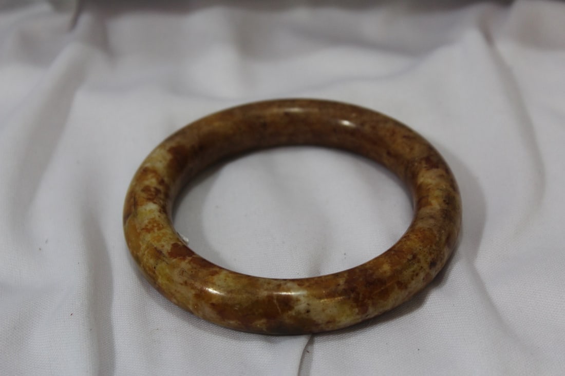 Chinese Jade or Similar Hardstone Bangle Bracelet: 2 1/2" inside diameter