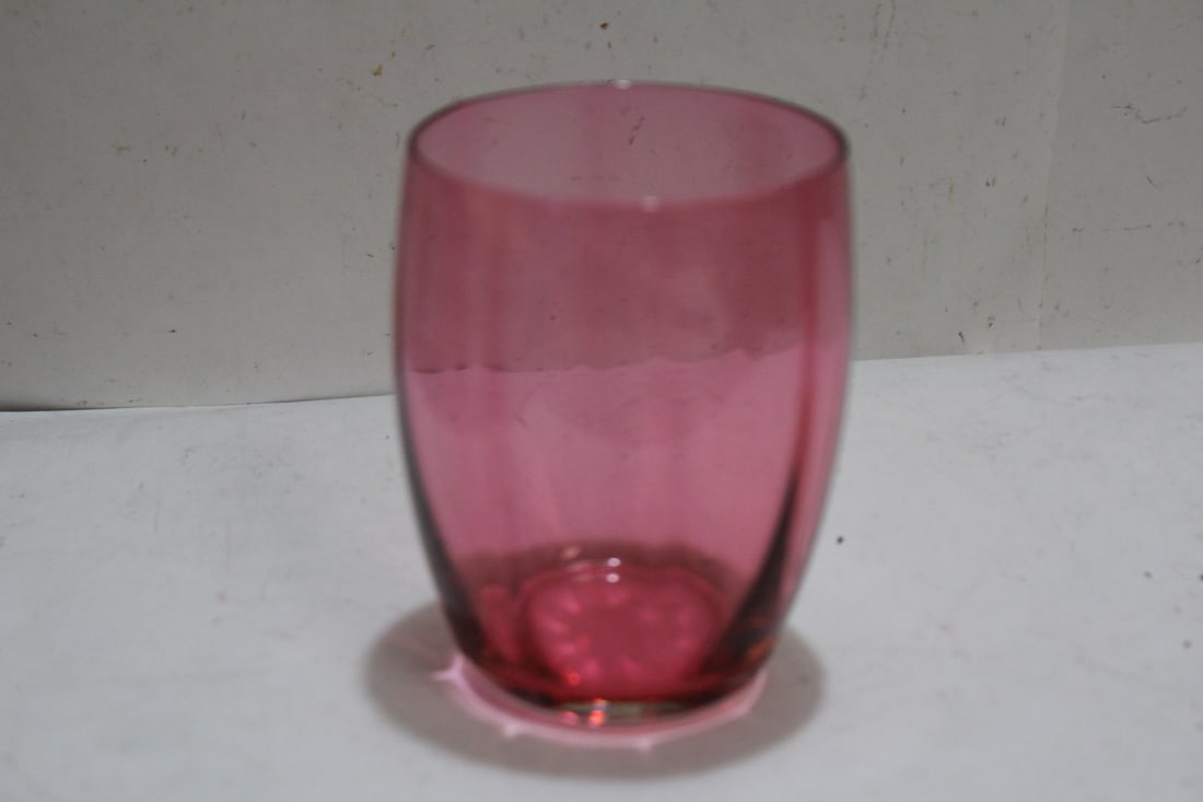 A Cranberry Glass Cup: 3 5/8" tall