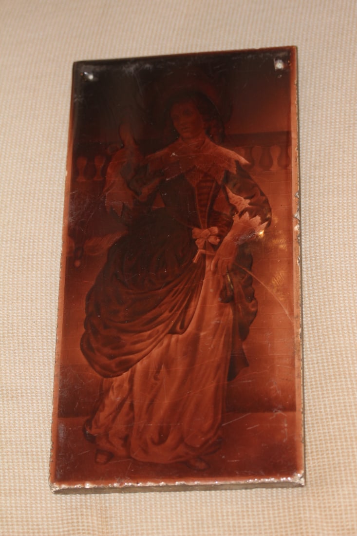 Antique Laminated Tile: 19th century - 12 1/2" x 6 1/4" - most likely English - thick tile