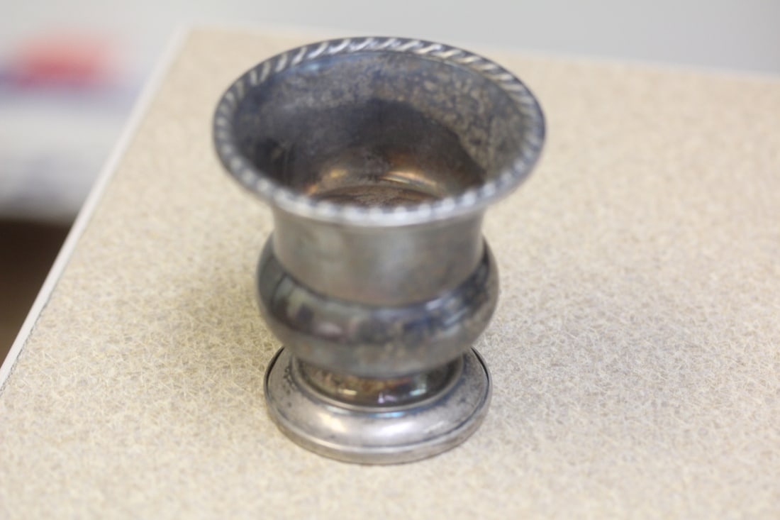Small Sterling Cup/Urn: possibly a toothpick holder - 2 3/4" tall