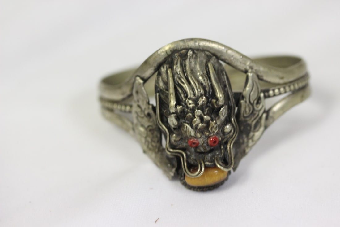 A Well Carved Chinese Metal Bracelet: as shown