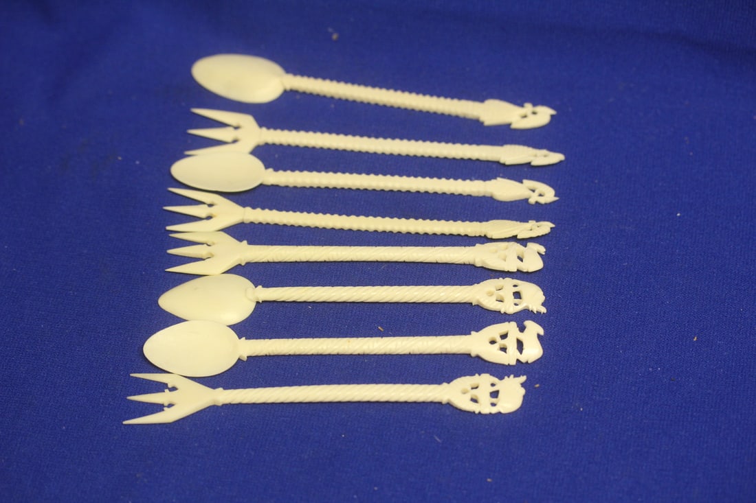 African Bone Utensils: 5 1/8" across each - lot of 8