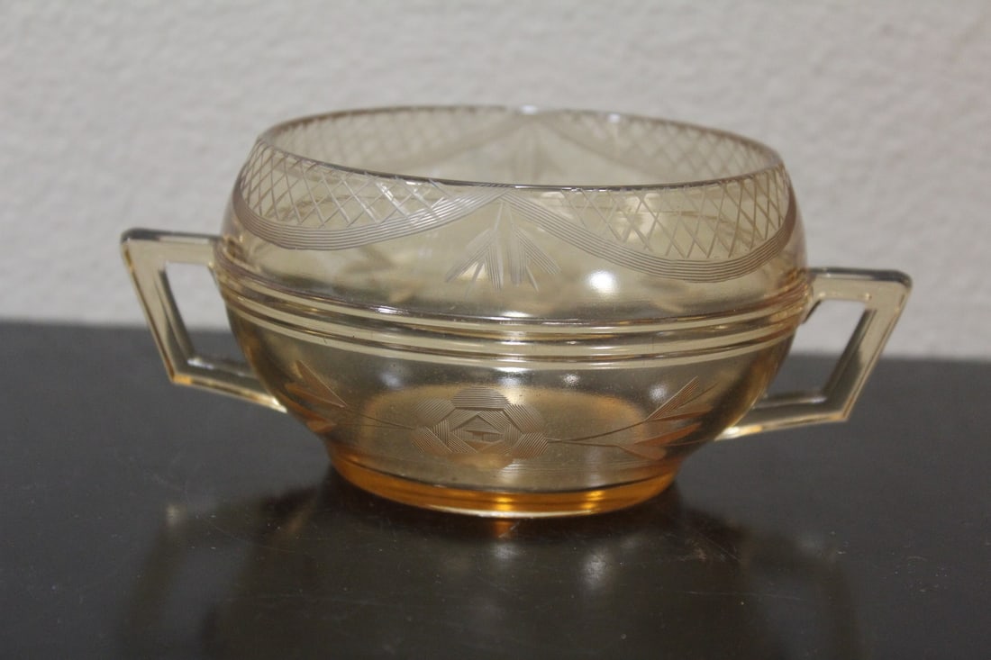 A Pink Depression Cut Glass Cup: 5 1/2" in diameter