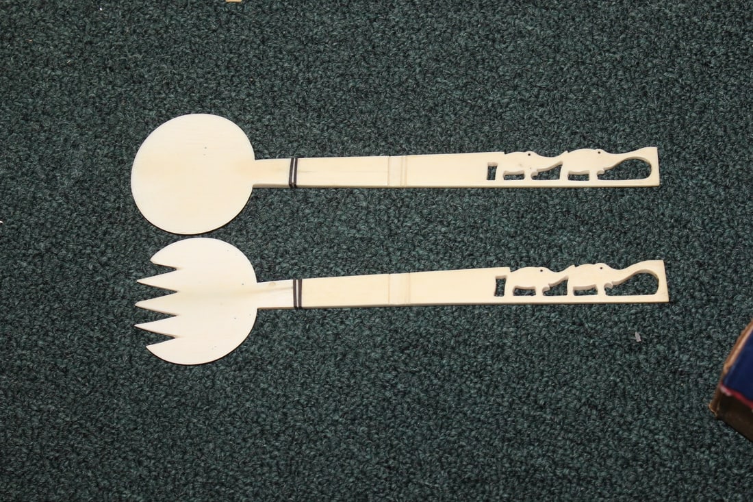 A Pair of Chinese Bone Utensils: 10 1/2" long