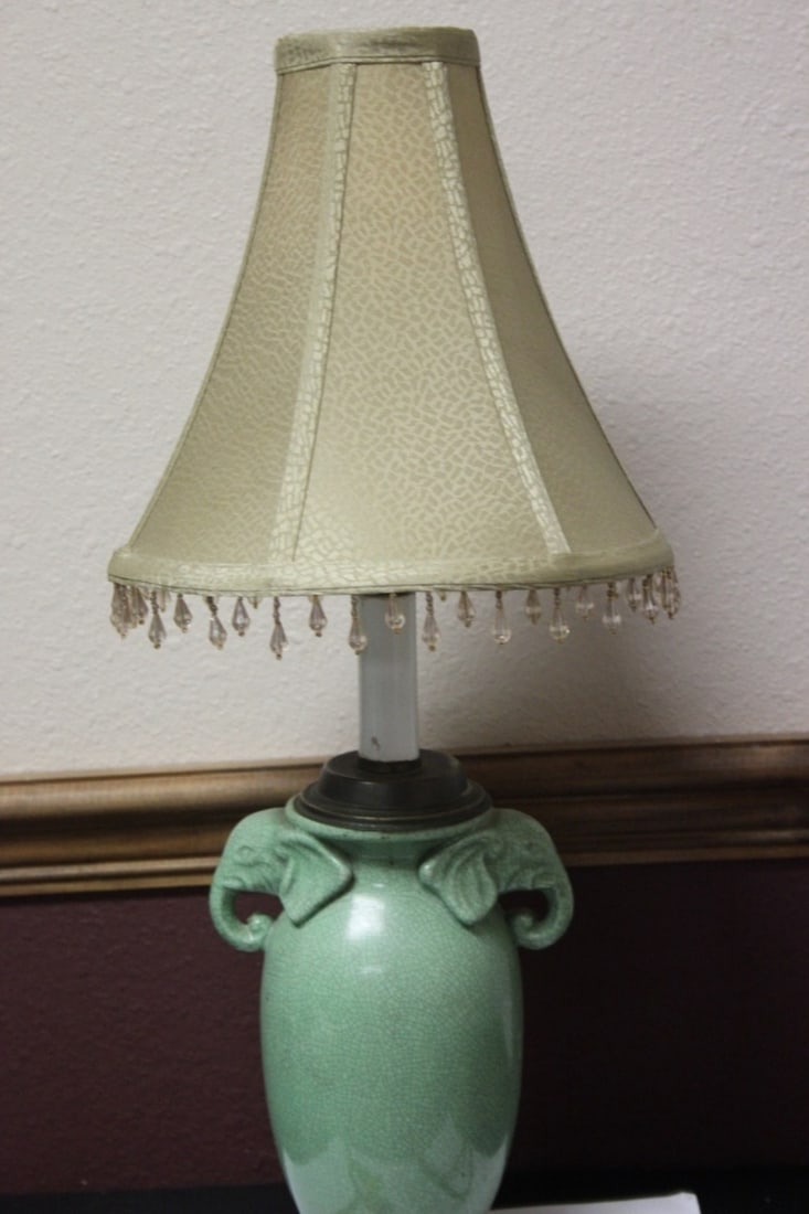 A Chinese? Ceramic Elephant Lamp: Base only = 8 inches tall