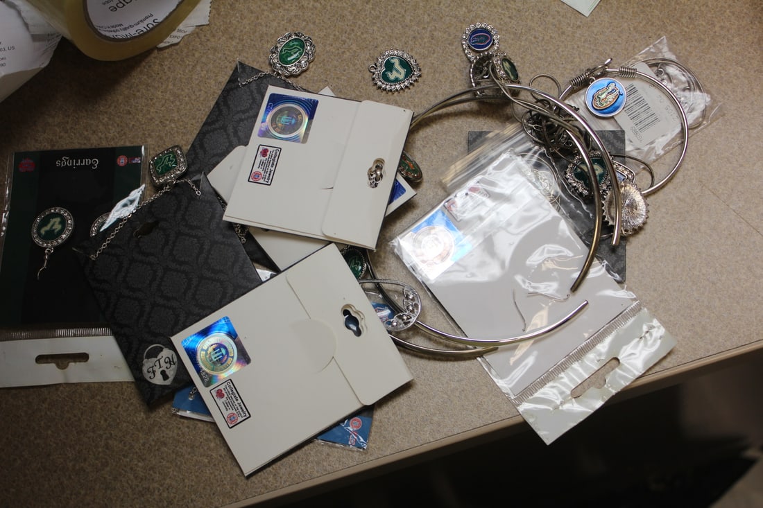 Lot of Florida College Theme Costume Jewelry: to include earrings, rings, pendants, necklace etc