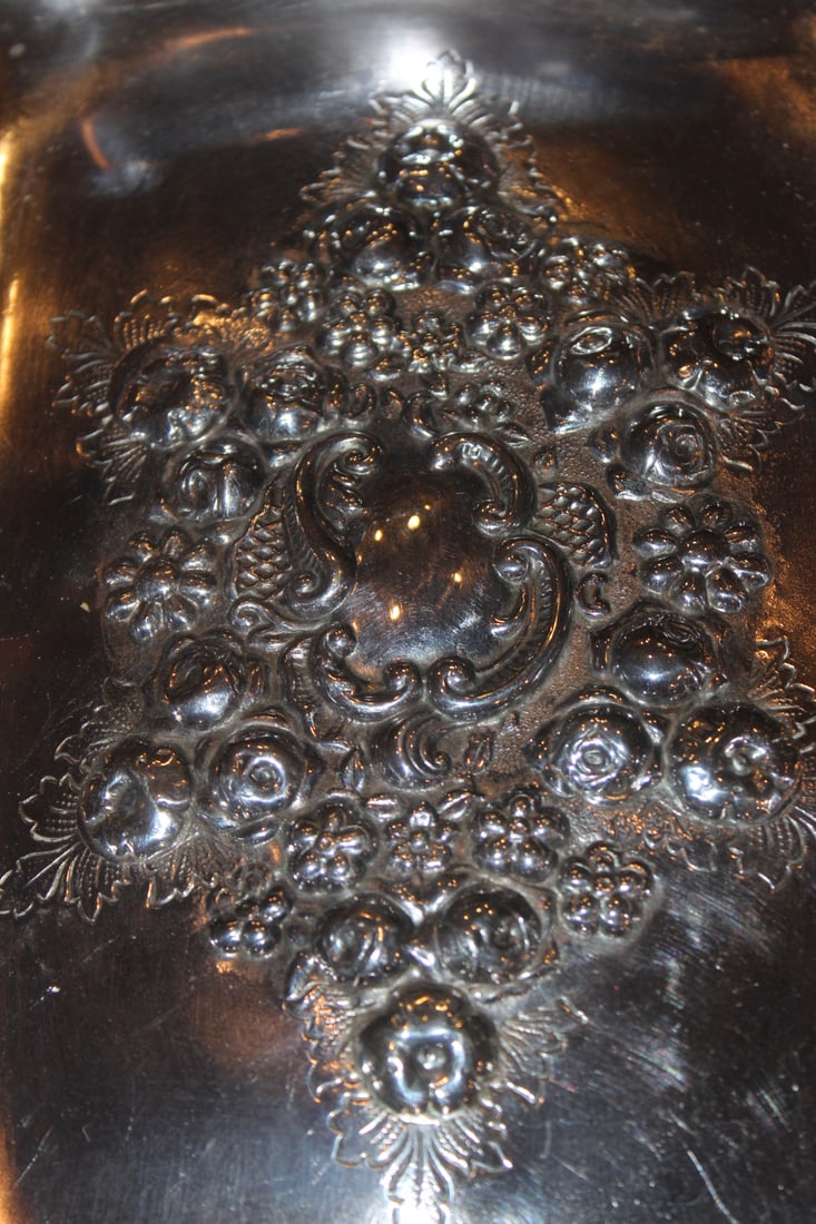 Real Ornate Silverplate Rectangular Basket - 2