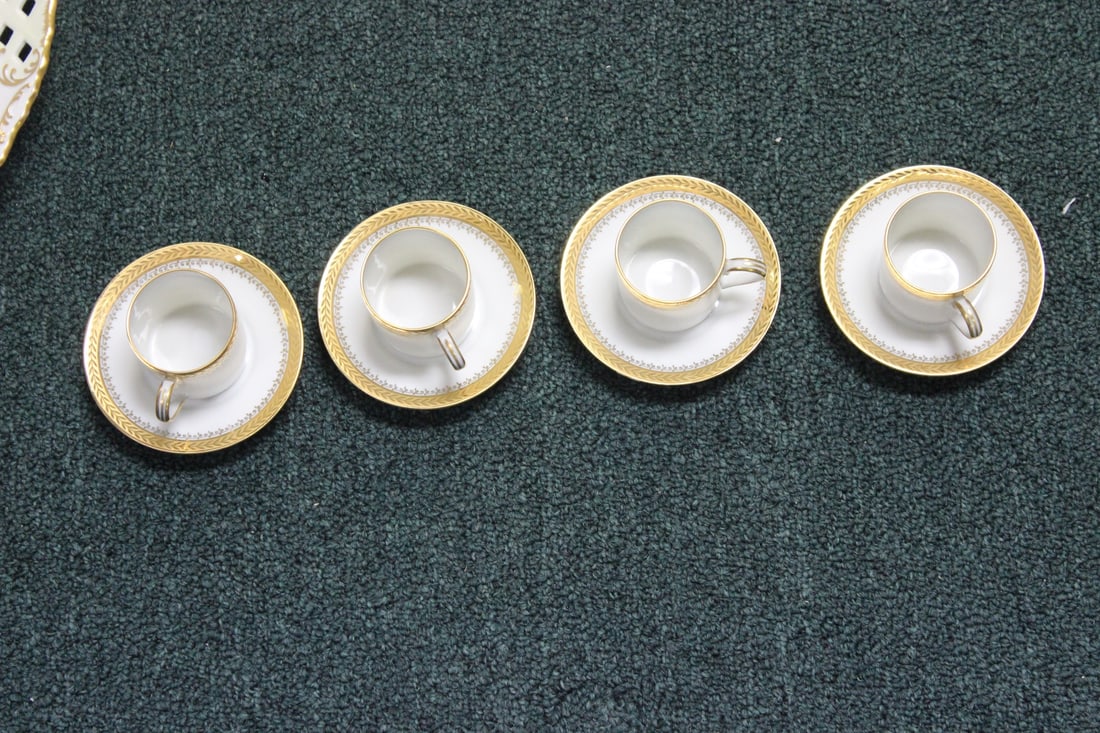 Set of 4 Limoge Royal Dematesse Cup and Saucers: Cup= 2" tall