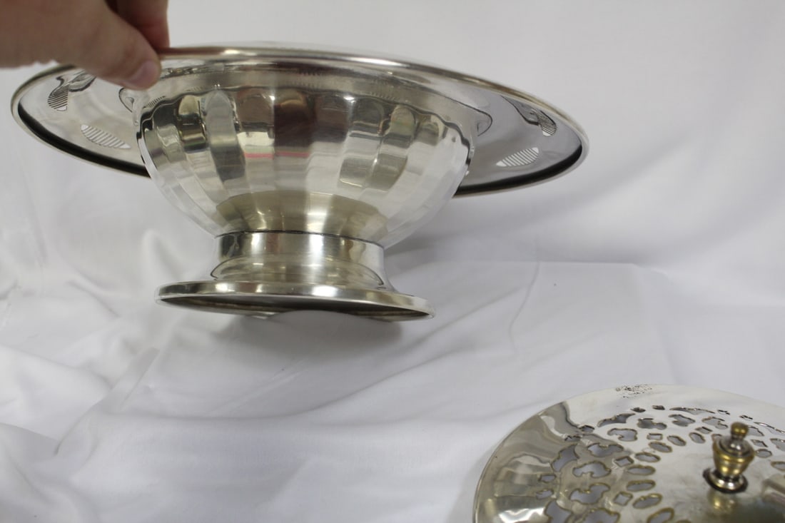 Silverplated Serving Dish with Lid - 4