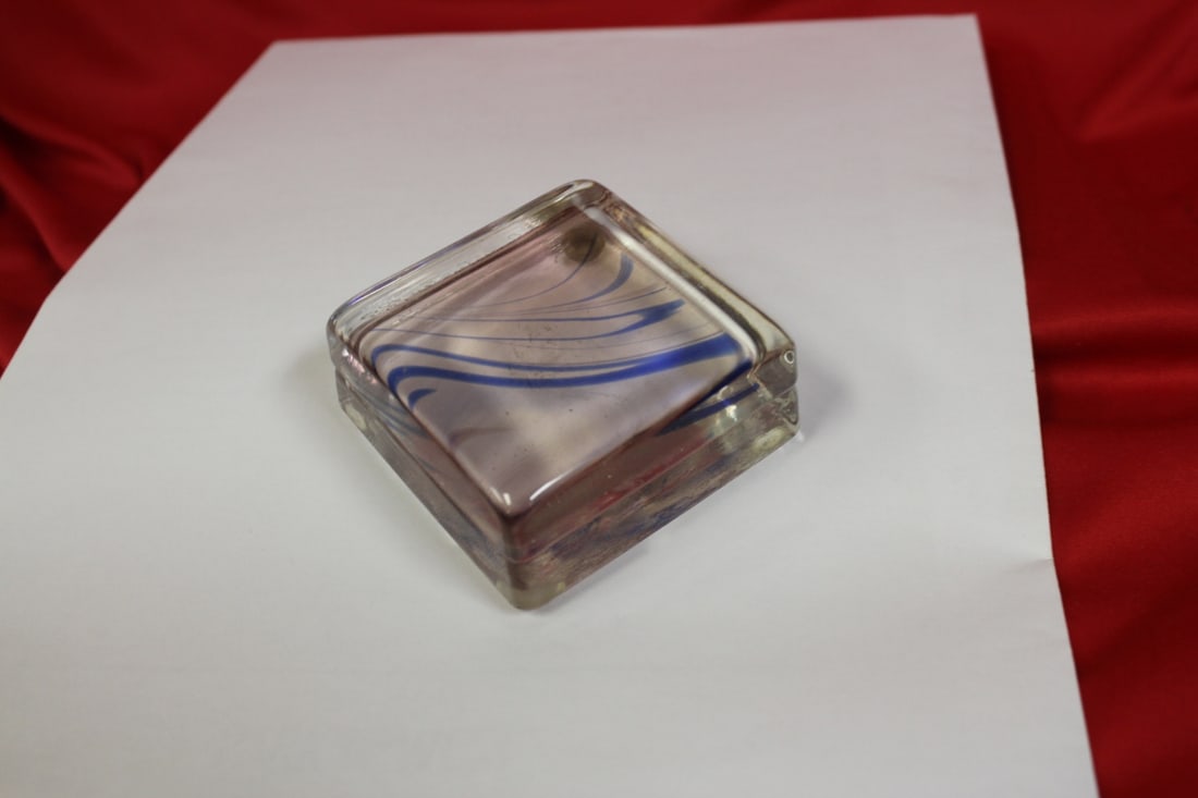 Salamander Glass Block: 3 inches square - signed on the side