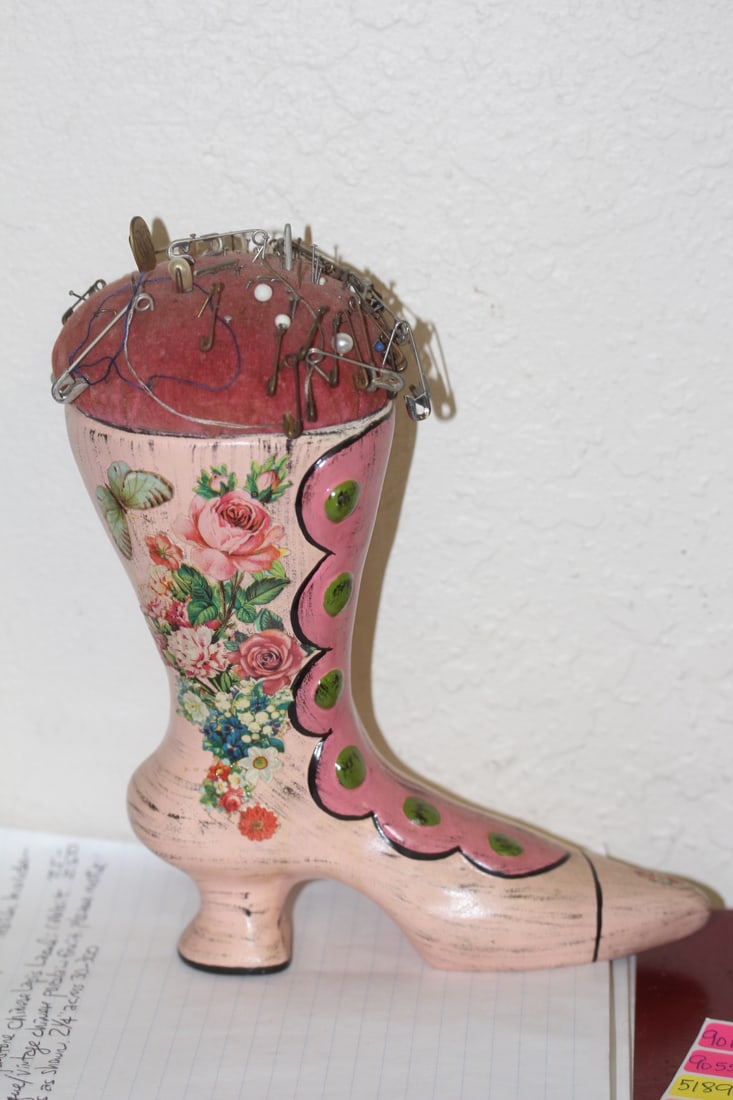 Decoupage California Pin Cushion: 8 1/2 inches tall