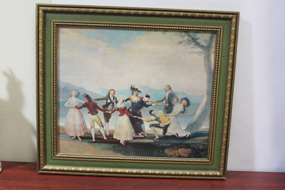 A Print on Canvas: possibly color enhanced - overall= 12" x 13 3/4"