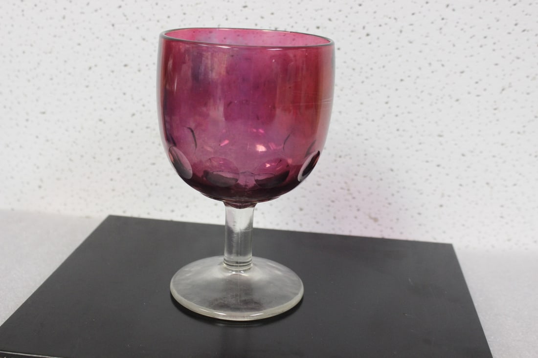 A Cranberry Colour Goblet: 6 1/8" tall