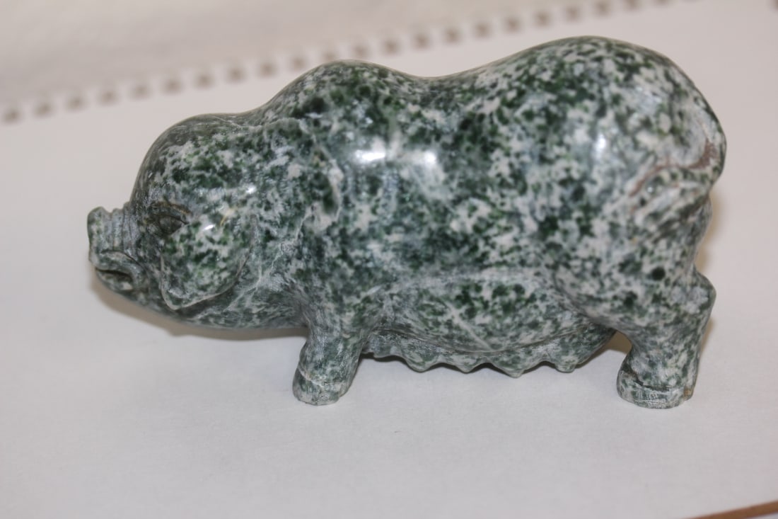 Chinese Green Lapis Pig: rare form - 5 inches across
