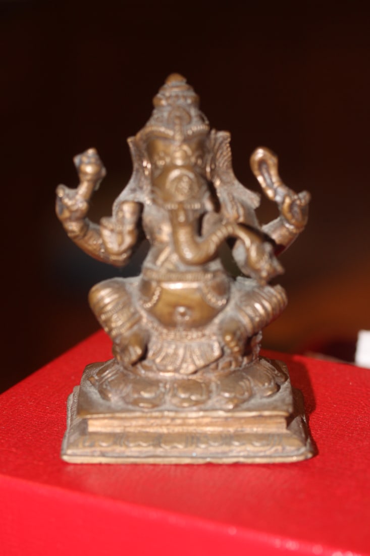 Sino Tibetan Bronze Elephant God: 3 3/4" tall