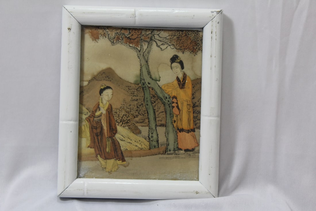A Vintage Chinese Small Print: Framed - overall= 6" x 7 1/8"