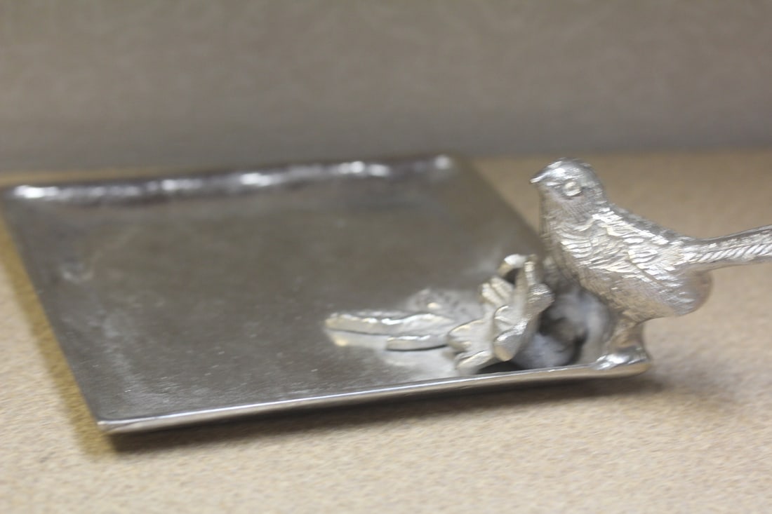 Metal Bird Tray: 5 7/8" square