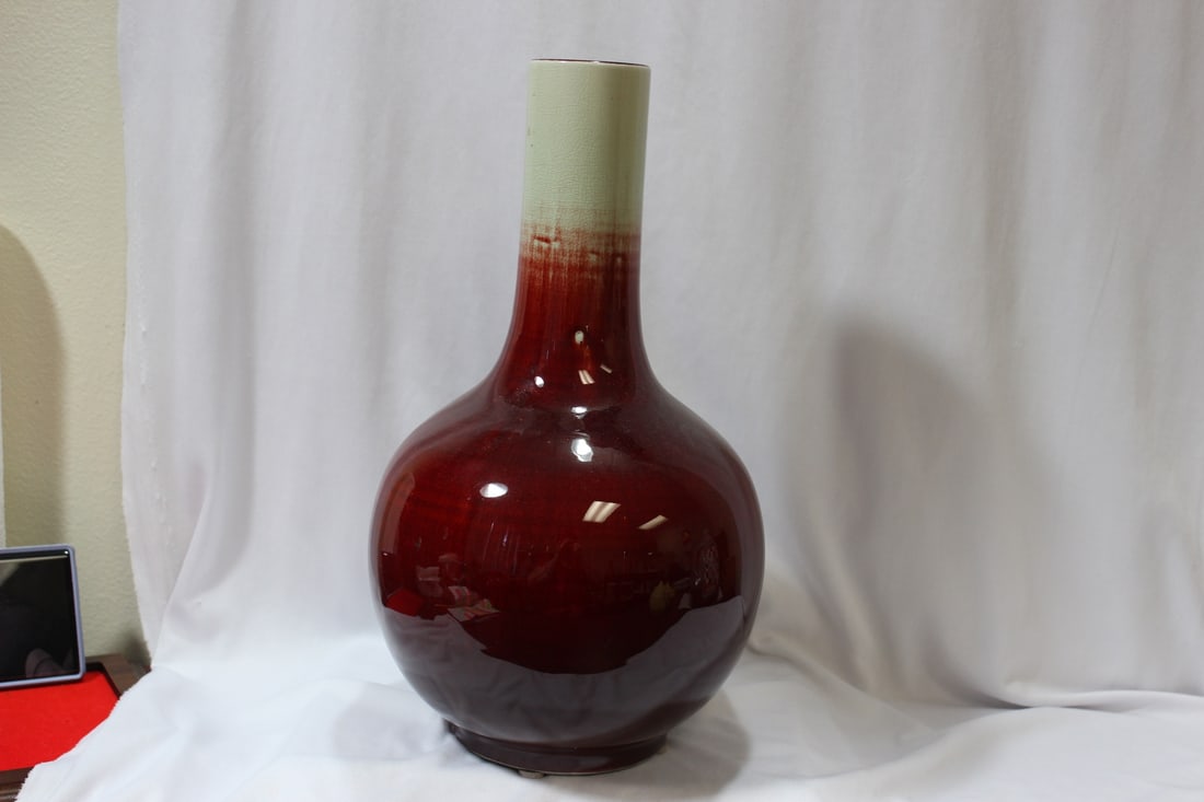 A Large Chinese Oxblood Bubble Vase: 14" tall