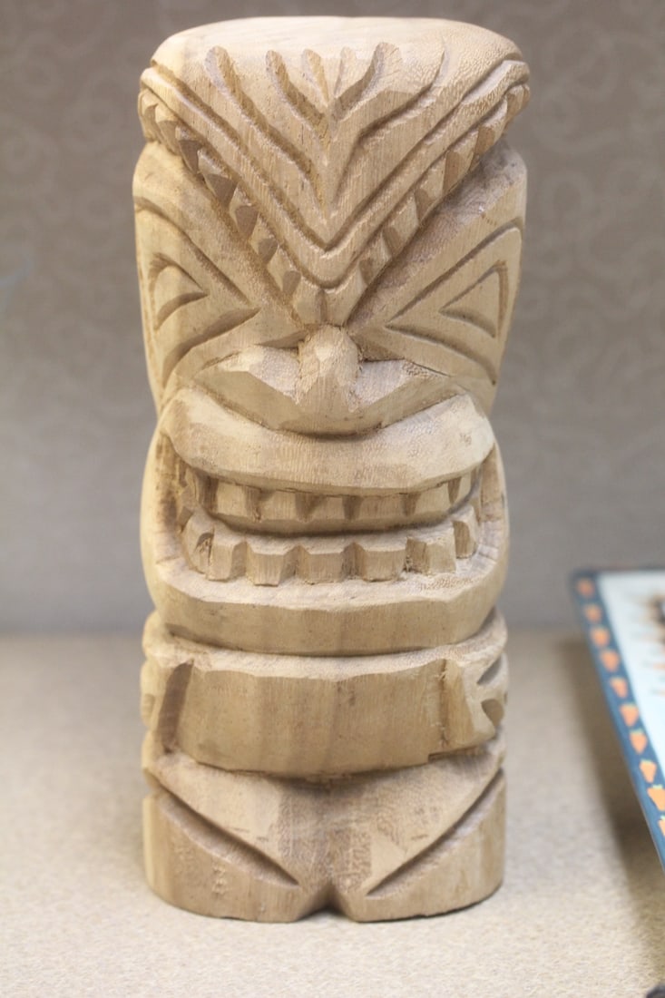 Decorative Wood Statue from Maui: 8 1/2" tall - carved from one single wood