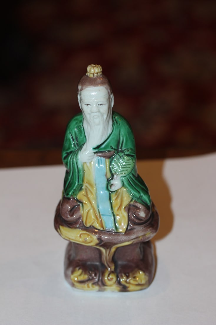 Chinese Ceramic Sanchi Figurine: probably Republic period - 5 3/8" tall