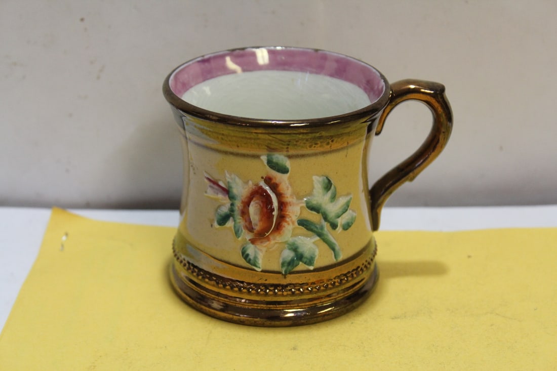 A Ceramic Lusterware Cup: 3" tall