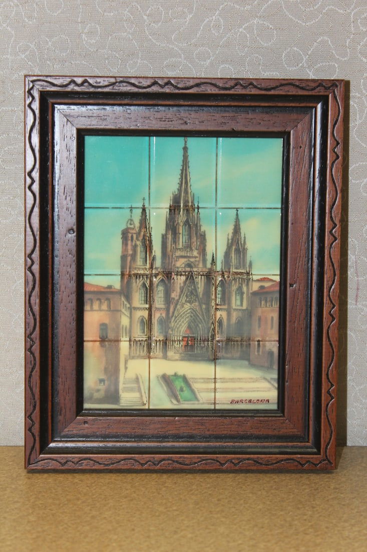 Framed Barcelona Spain Art: 8" x 6 3/8"