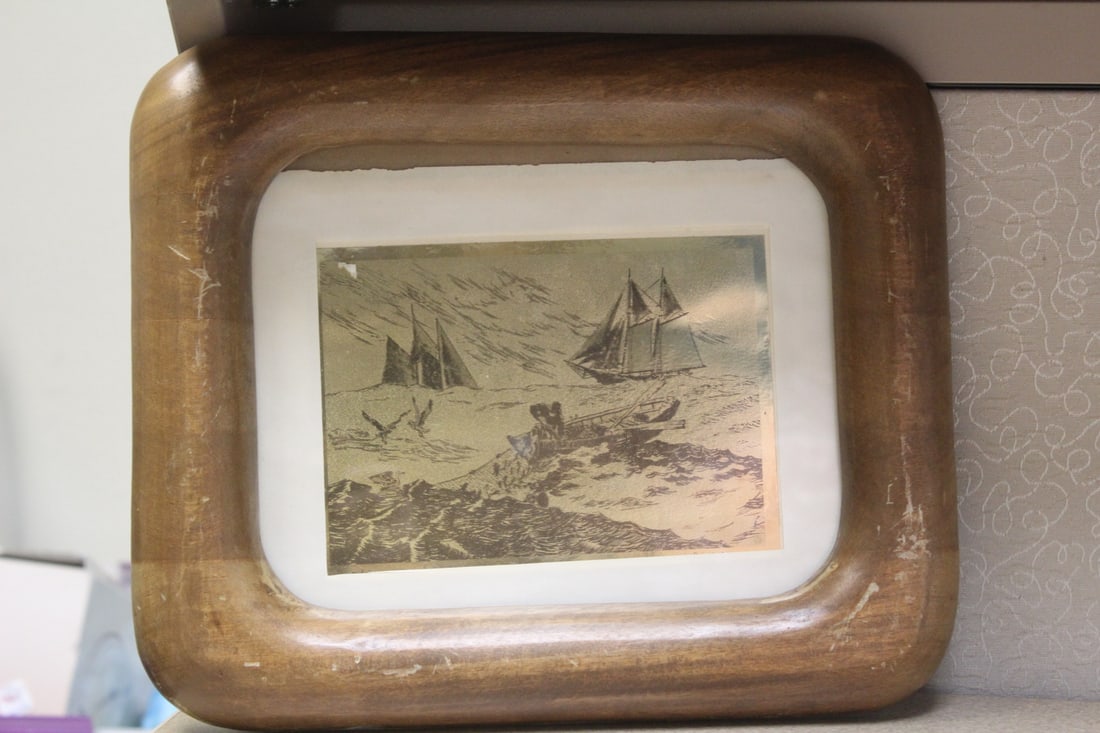 Lionel Barrymore Gold Foil Etching: framed - overall= 13 1/4" x 11 1/4"