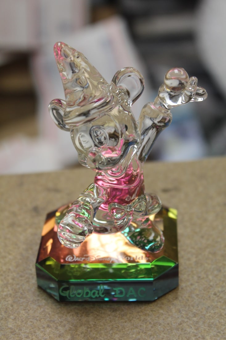 Crystal Mickey Mouse by Disney: 4 1/2" tall