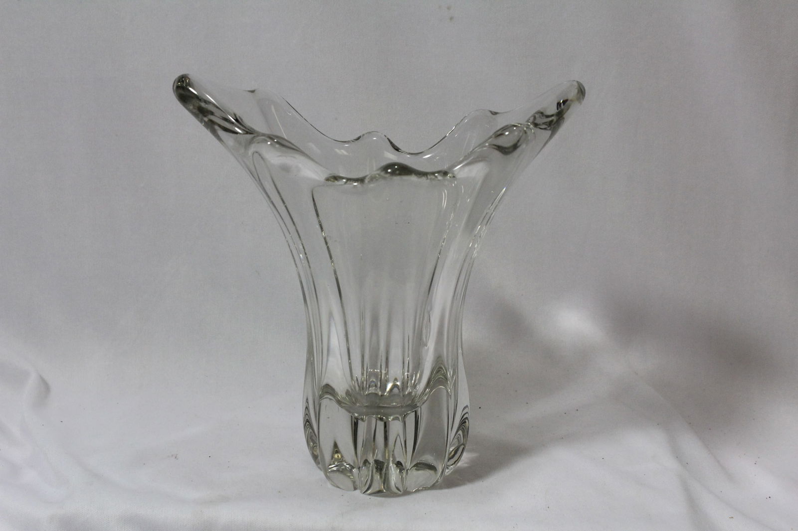 A Marked Crystal Vase: 7" tall - cannot make out who the maker is