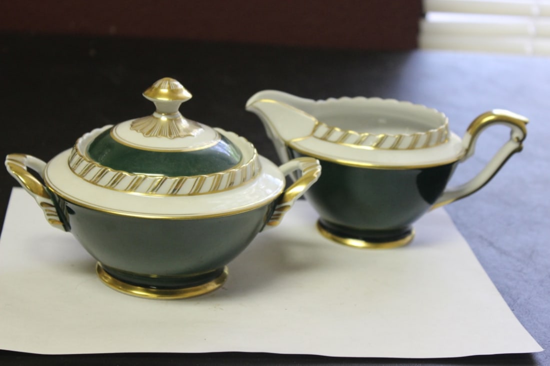 Franconia Krautheim Selb Bavaria Containers: Cream and Sugar containers - Measures 6 1/2 inches in length (sugar), 6 3/4 inches long (creamer)