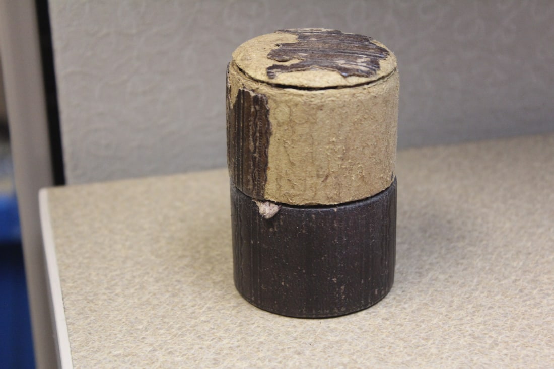 Glass Cup: inside a paper cylinder - 3 1/4" tall