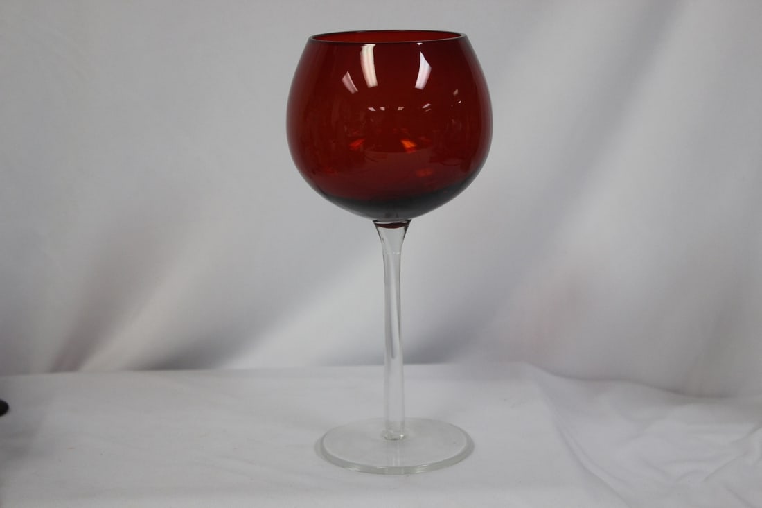 A Ruby Red Goblet: 8 1/8" tall