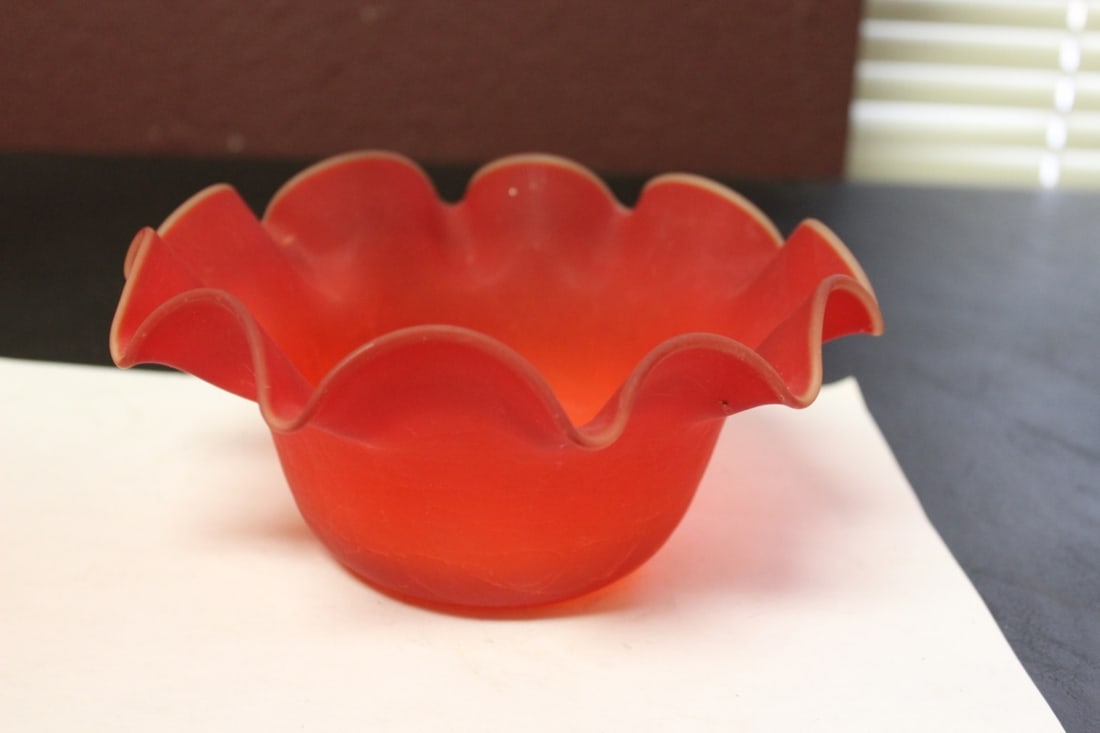 A Satin Glass Bowl: 6 1/2 inches in diameter