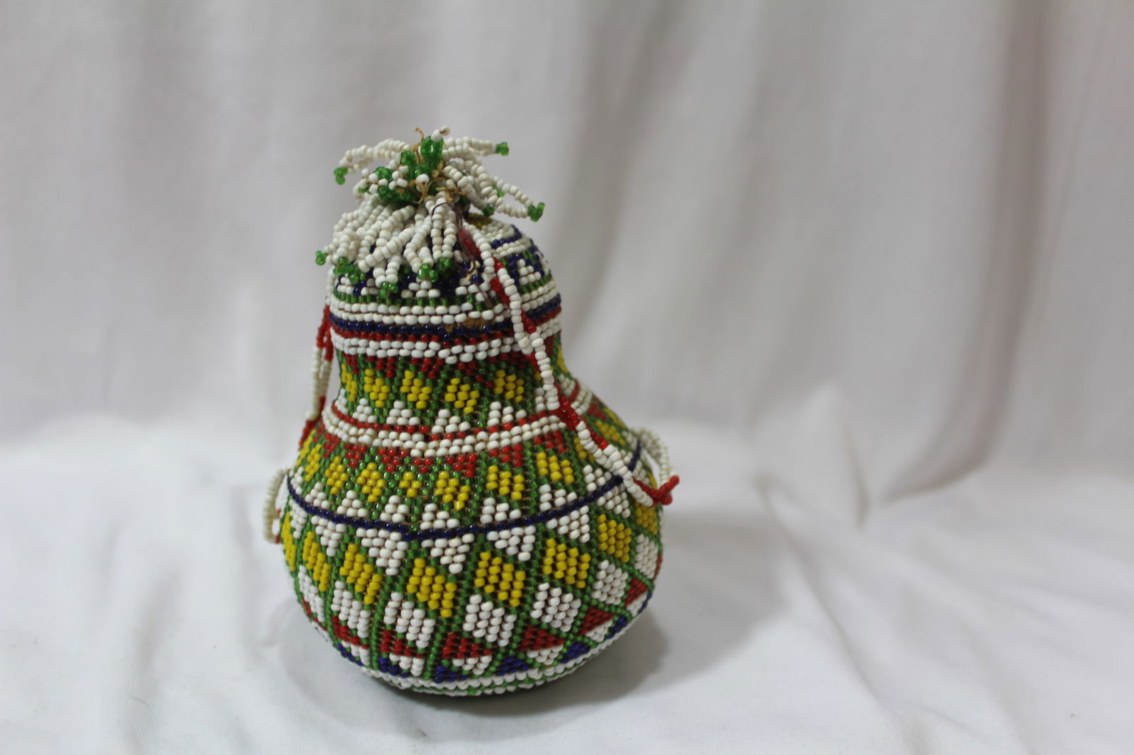 A Beaded Gourd Shape Bottle: possibly Indian - as found - 4 1/4" tall