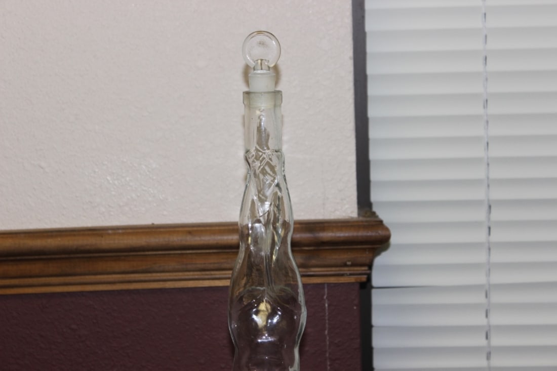 A Figeral Bottle with Stopper: A Decanter - 15 1/2" tall