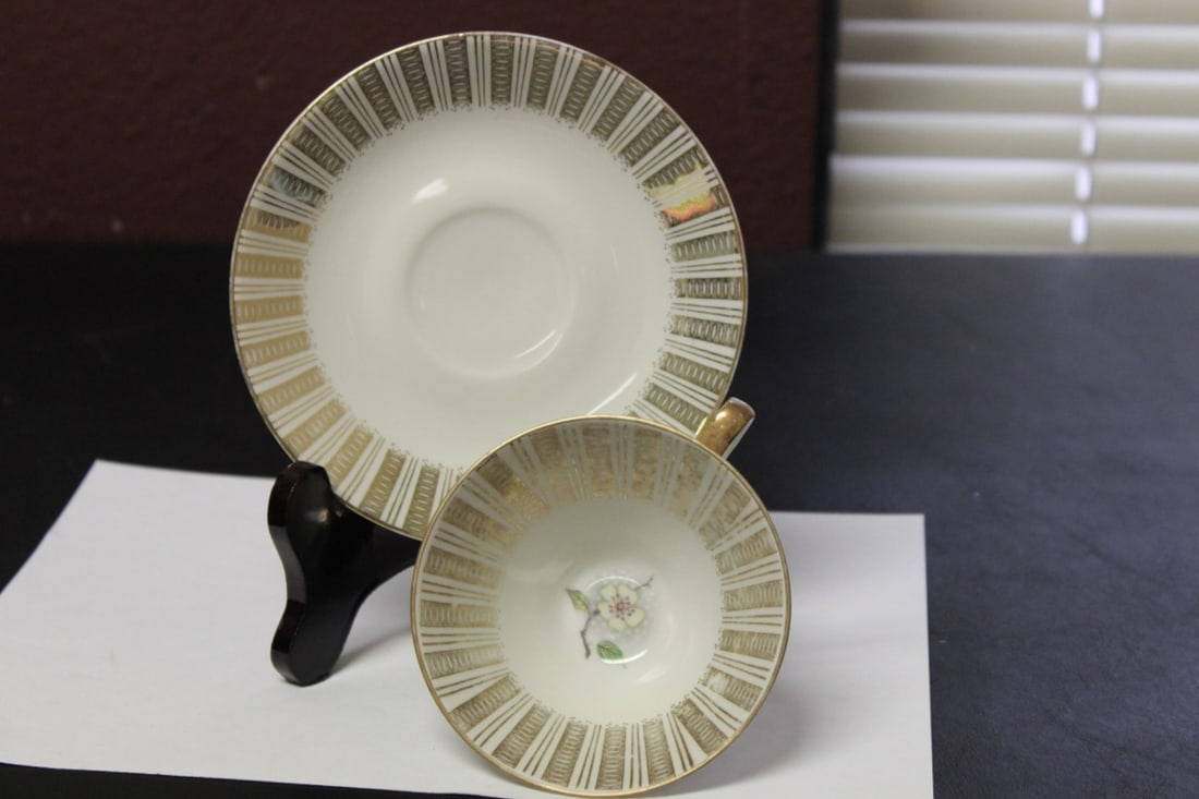 A Bavaria Elfenbein Porzellan Cup and Saucer: Saucer= 5 7/8 inches in diameter