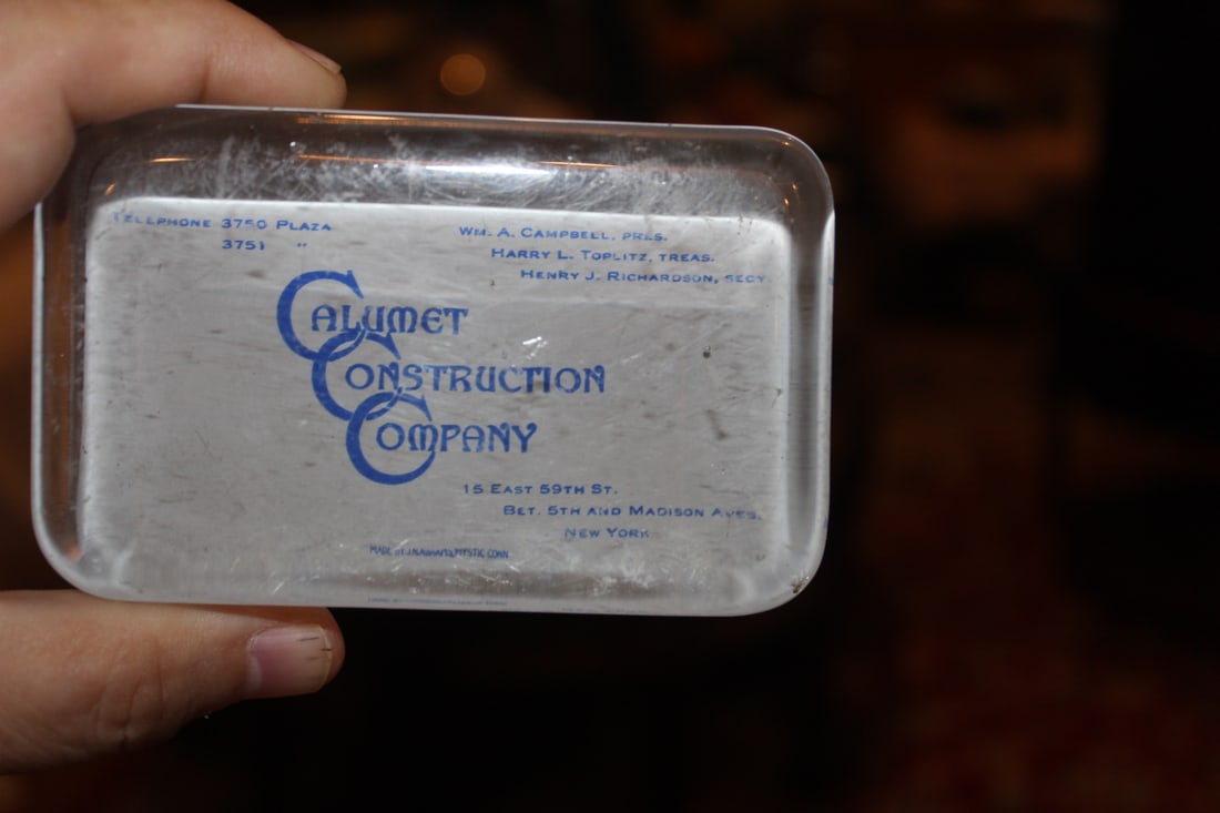 Advertising Paperweight: Calumet Construction Company - 4" x 2 1/2"