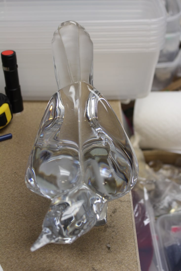 Signed Daum, France Crystal Bird: 12 inches wide