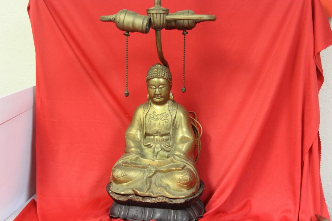 A Gold Gilted Buddha: Buddha without stand is 10 inches tall - early 20th century