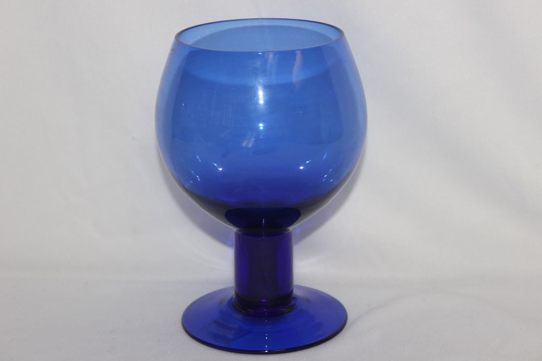 A Cobalt Blue Glass Water Goblet: 6" tall