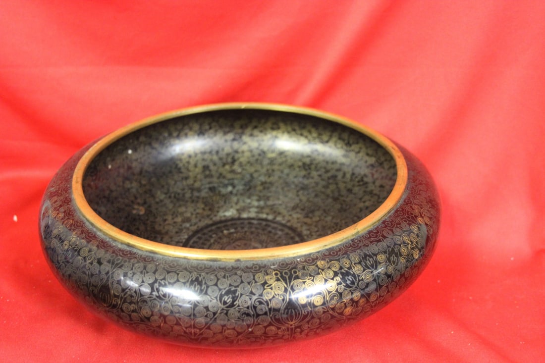 A Chinese Cloisonne Basin: 10" across
