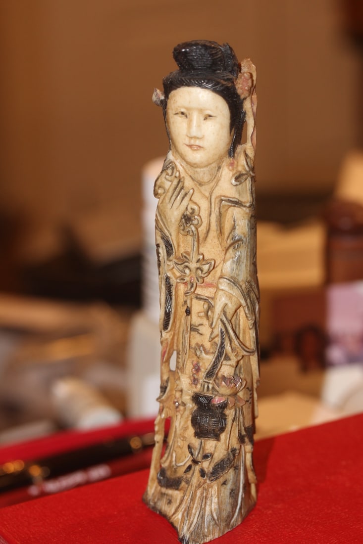 Chinese Bone Figurine: well carved - 7 3/8" tall