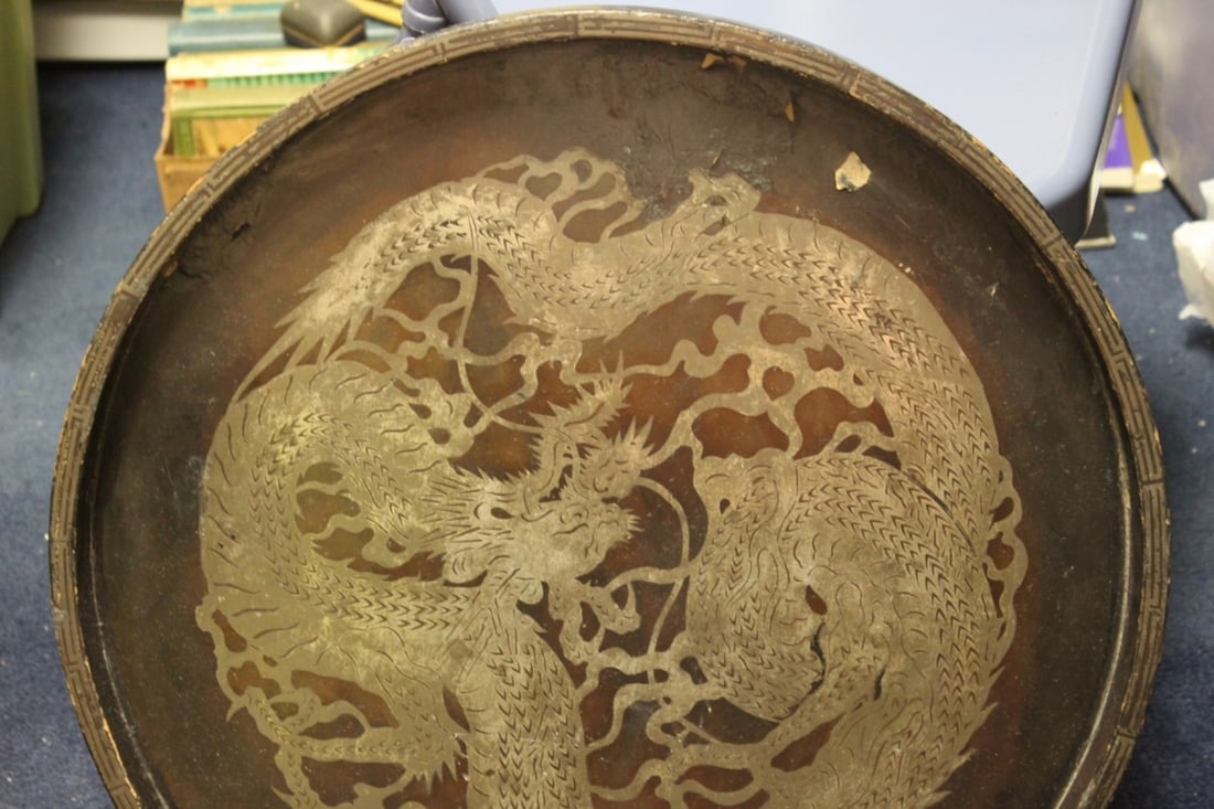 An Amazing Chinese Dragon Lacquer Tray: Very old - Possibly 19th century - 21" in diameter