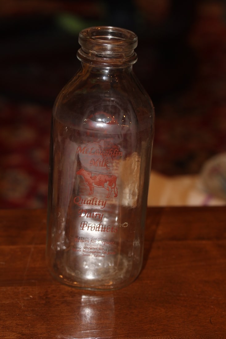 McLaughlin Milk Bottle: 9" tall