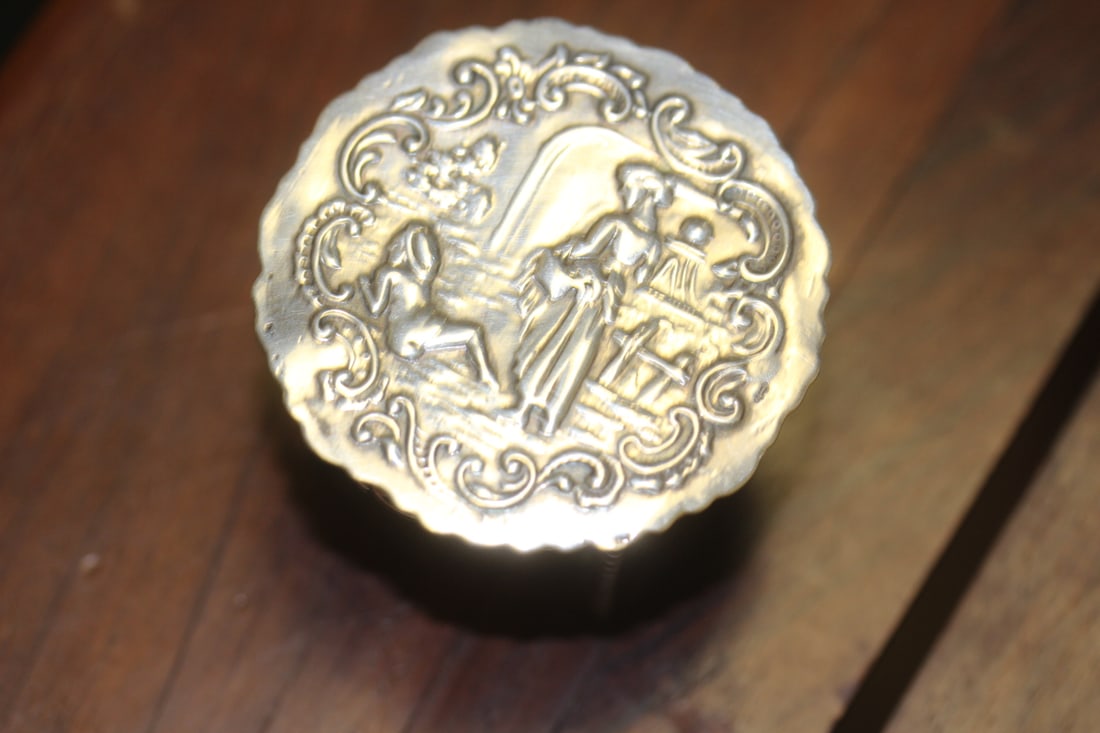 A Miniature Sterling Repousse Table: rare - 2 inches wide