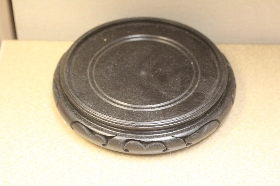 Wooden stand: well carved, inside diameter 5 3/8"