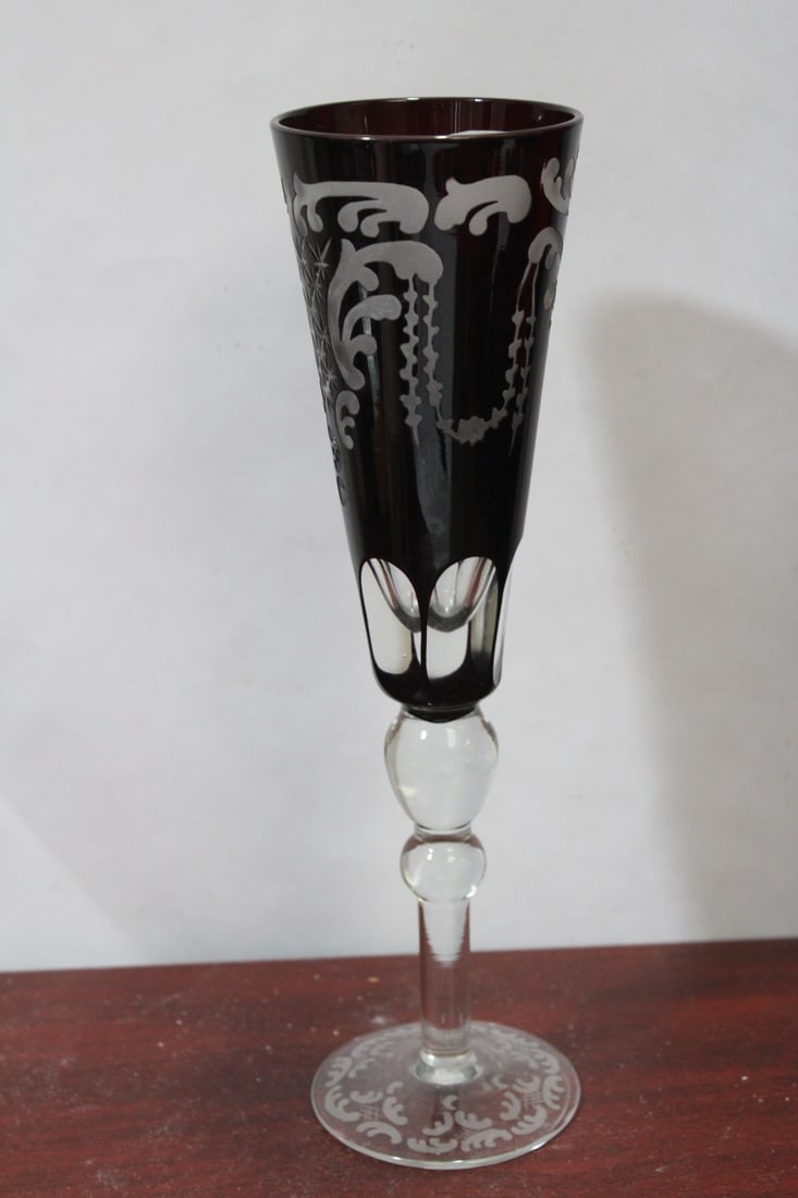 A Ruby Red Cutglass Goblet - 2