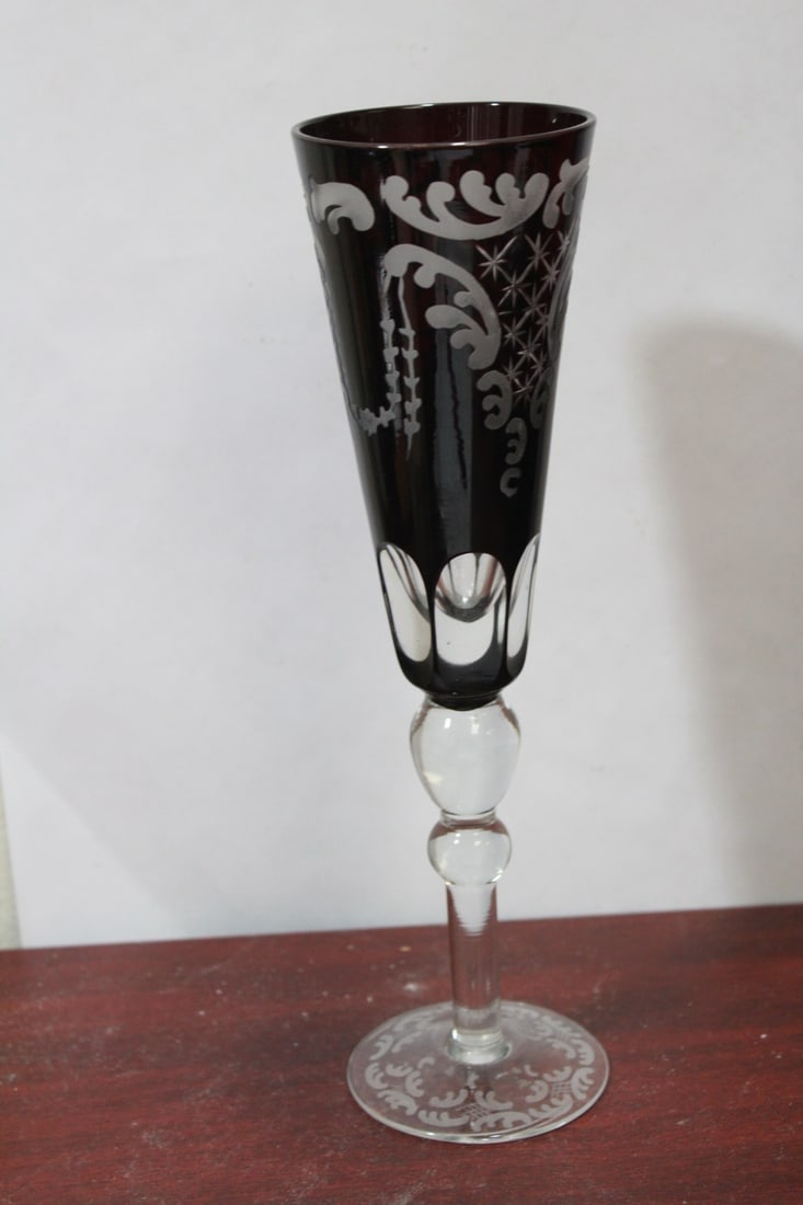 A Ruby Red Cutglass Goblet - 3