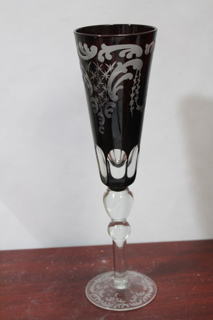 A Ruby Red Cutglass Goblet - 4